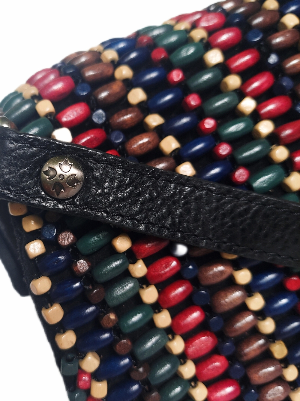 PATRICIA NASH Black Leather w Multicolor Beading Crossbody Bag - Picture 5 of 10
